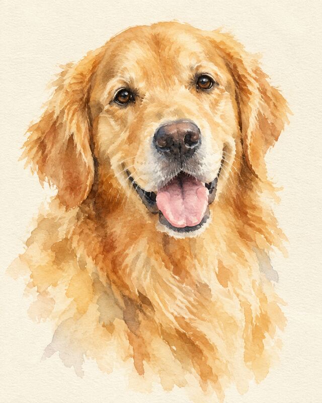 Watercolor golden retriever